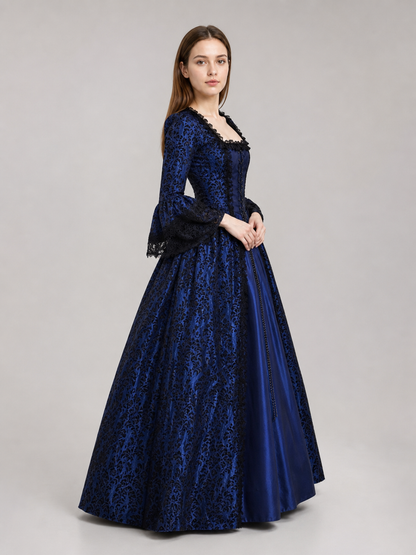 Gothic Historical Dress with Flared Sleeves