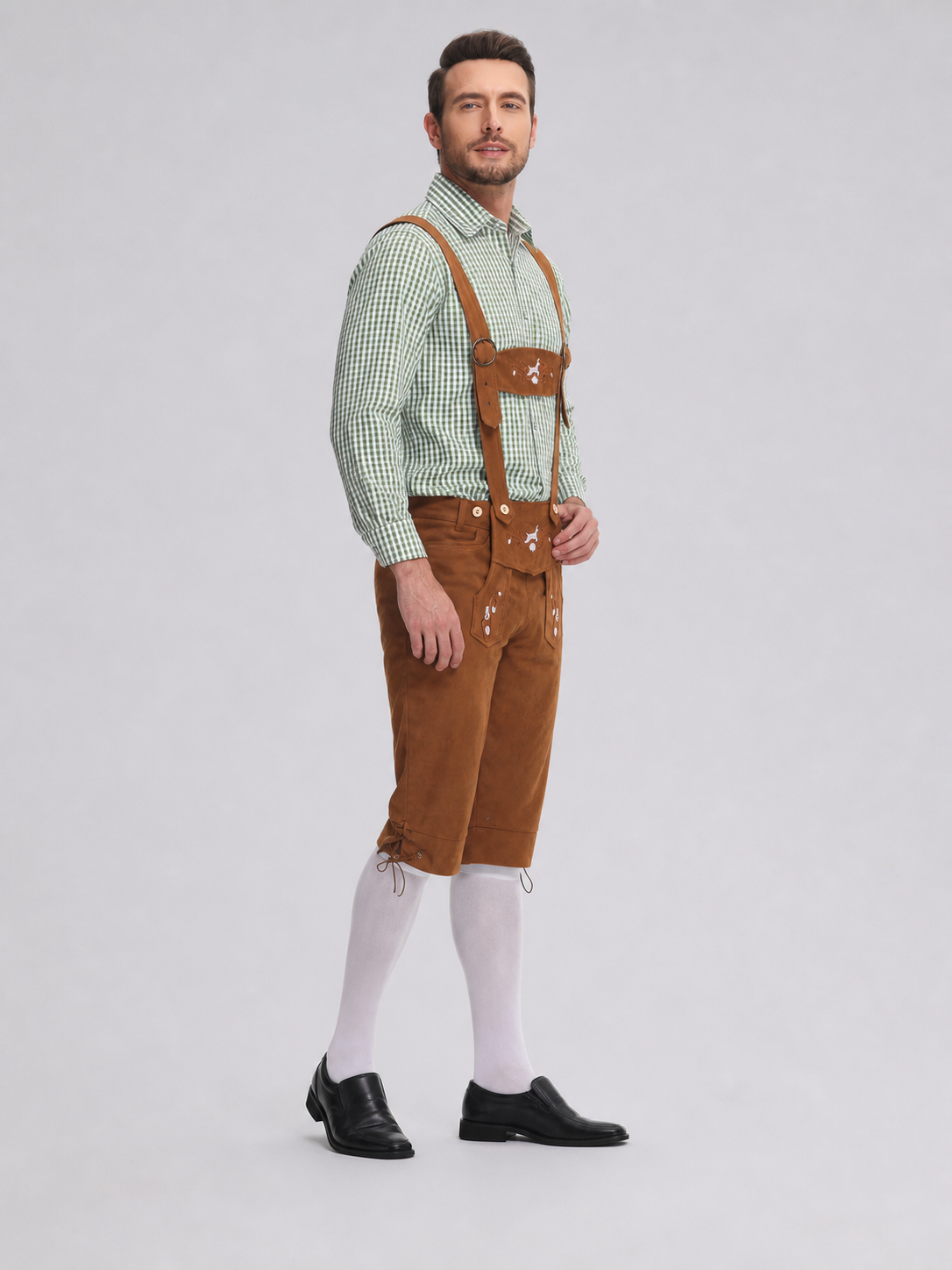 National Costume with Embroidered Details and Plaid Shirt