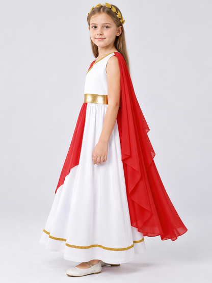 Kids' carnival dress with cape and gold belt