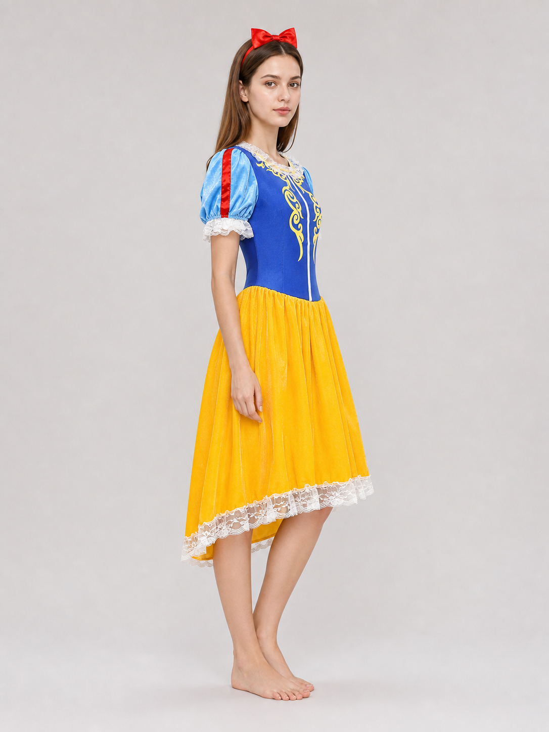 Snow White Costume Dress with Bow and Lace