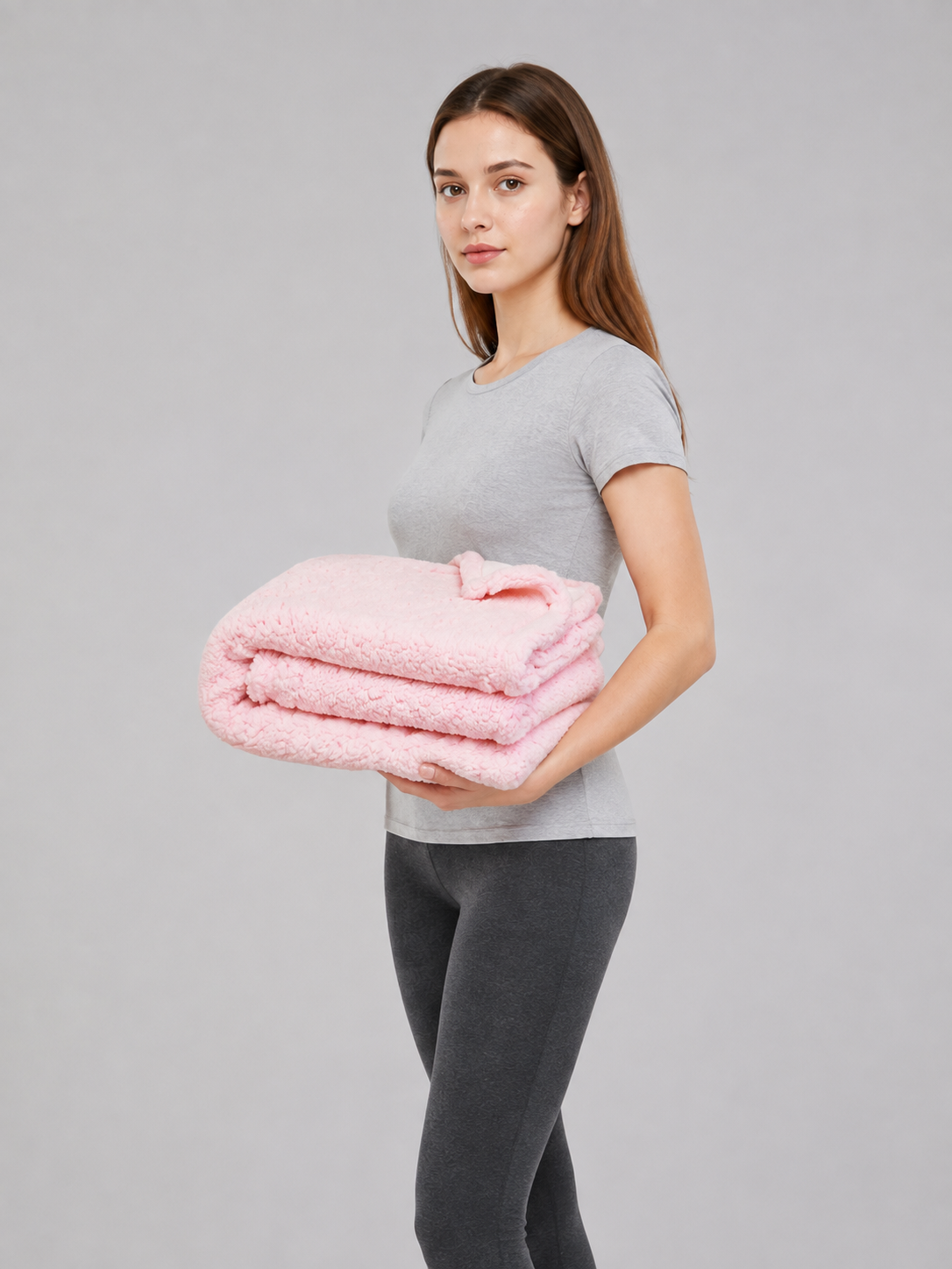 Folding Pet Blanket, Pink side view