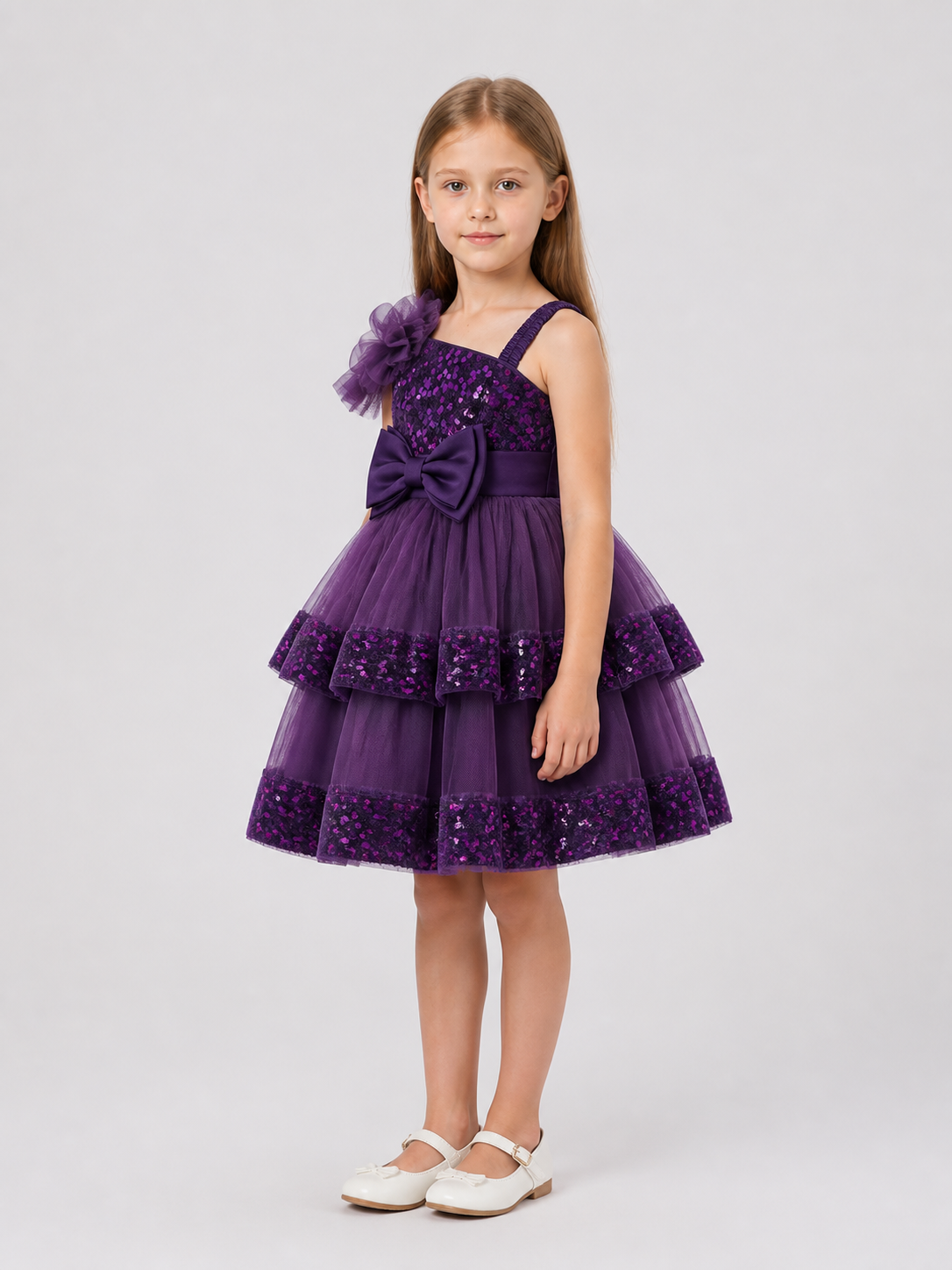 Festive Princess Dress with Sequins and Bows