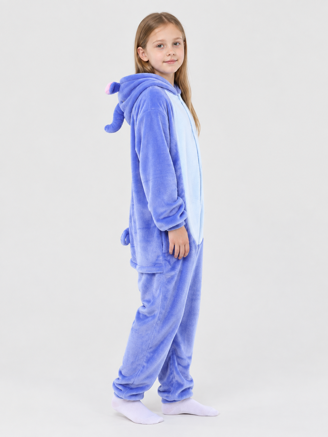 Hooded Pajama Jumpsuit with Elephant Graphic