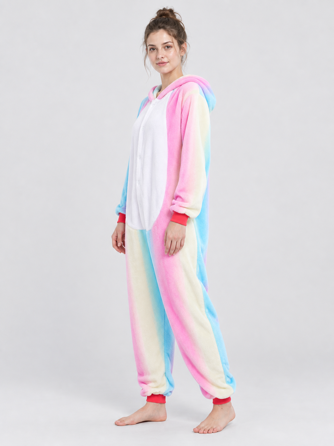 Flannel Hooded Pajama Jumpsuit with Cuffs
