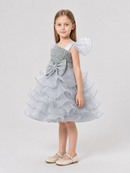 European Princess Dress with Bow for Birthdays side view