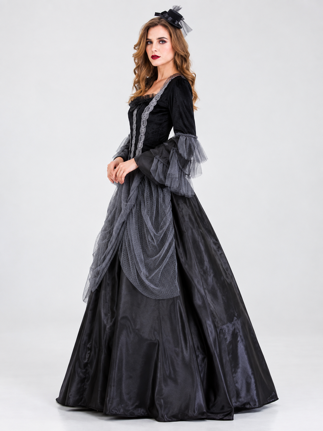Black and Gray Vampire Costume with Hat