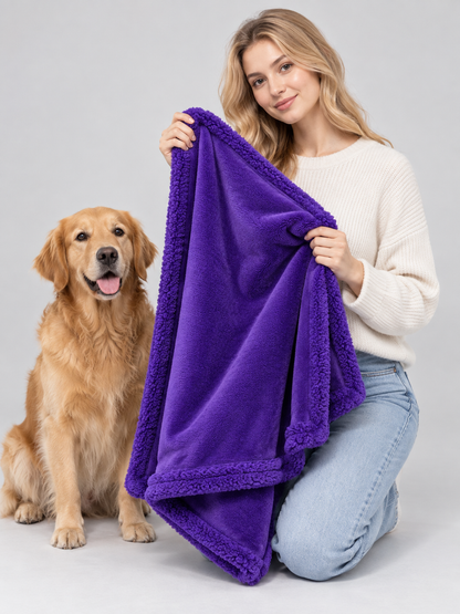 Purple Reversible Polyester Dog Blanket side view