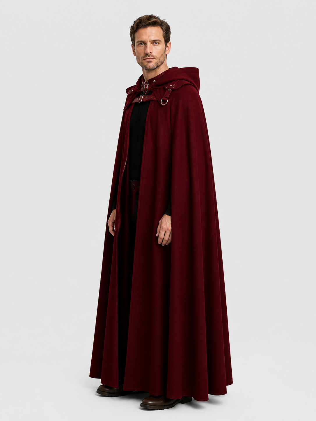 Hooded Death Cloak for Halloween, Vampire Costume side view