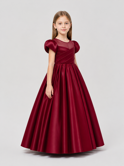 Long Princess Dress with a Full Skirt and Puff Sleeves side view