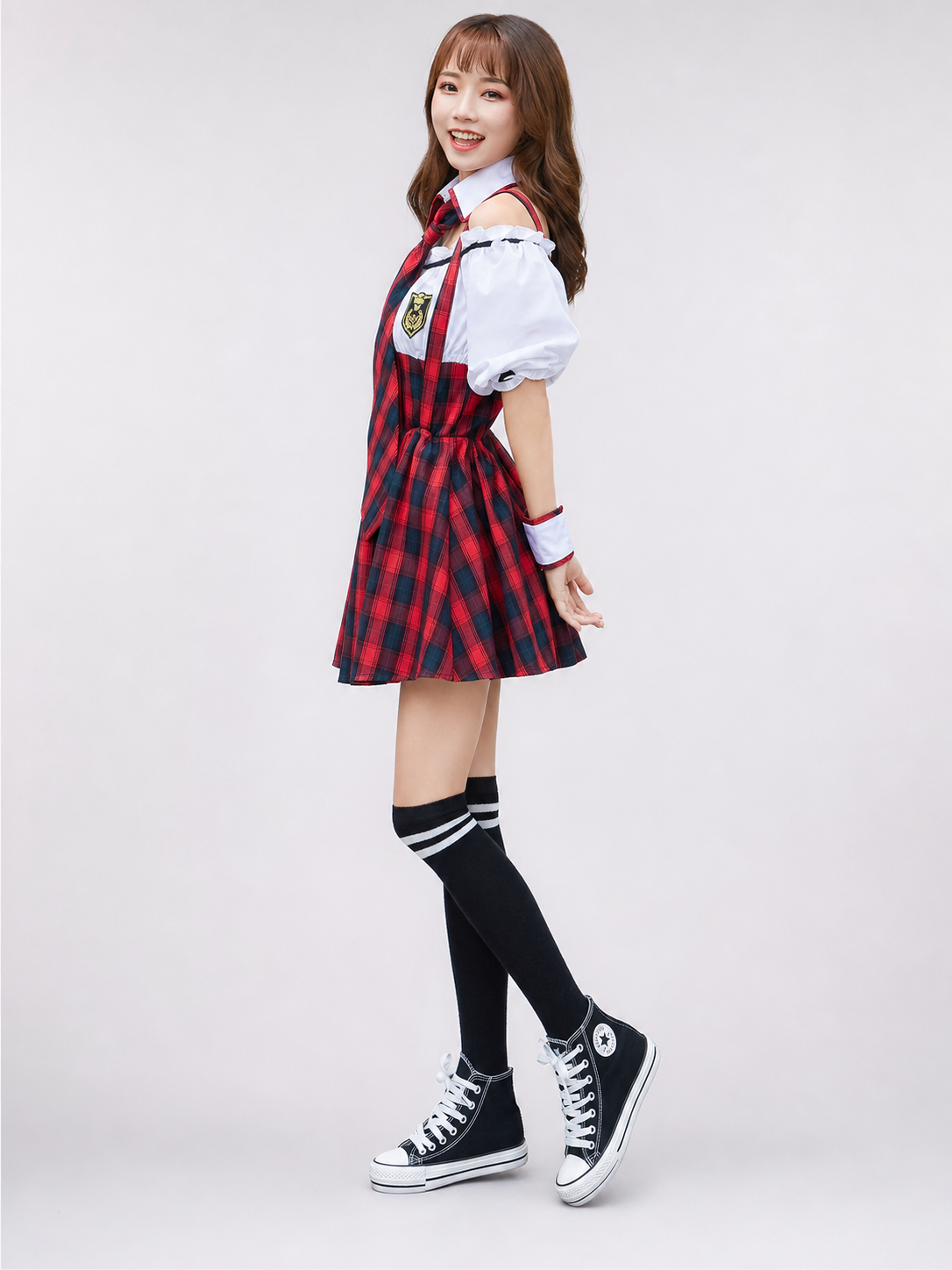 School Uniform-Style Stage Costume, Red and Blue