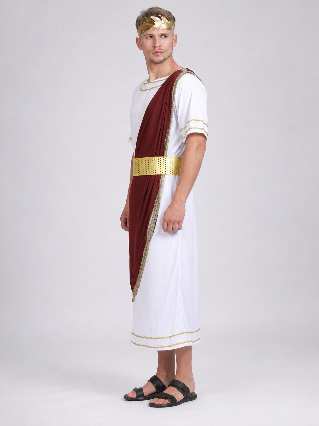 Caesar costume in Roman style with a cloak side view 3