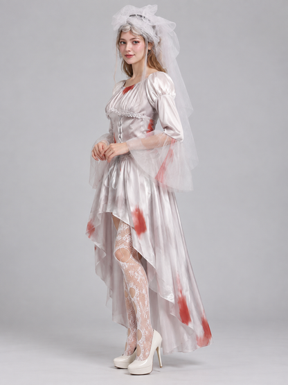 Vampire-Style Carnival Costume with Corset and Veil