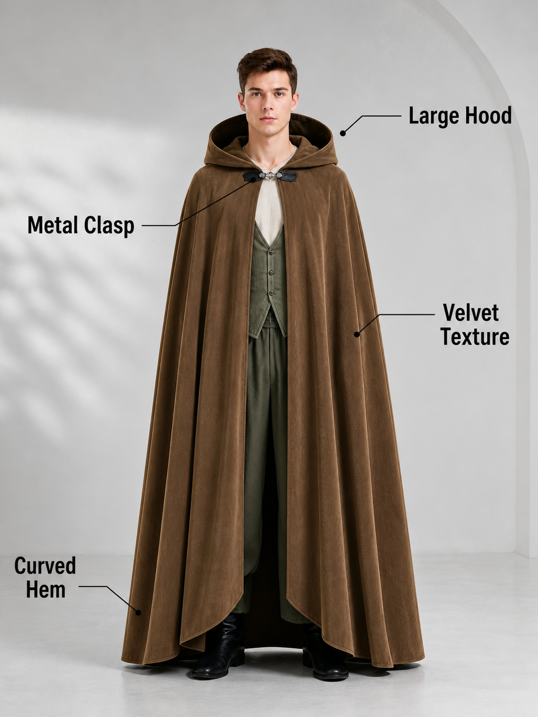 Brown Hooded Costume Cloak