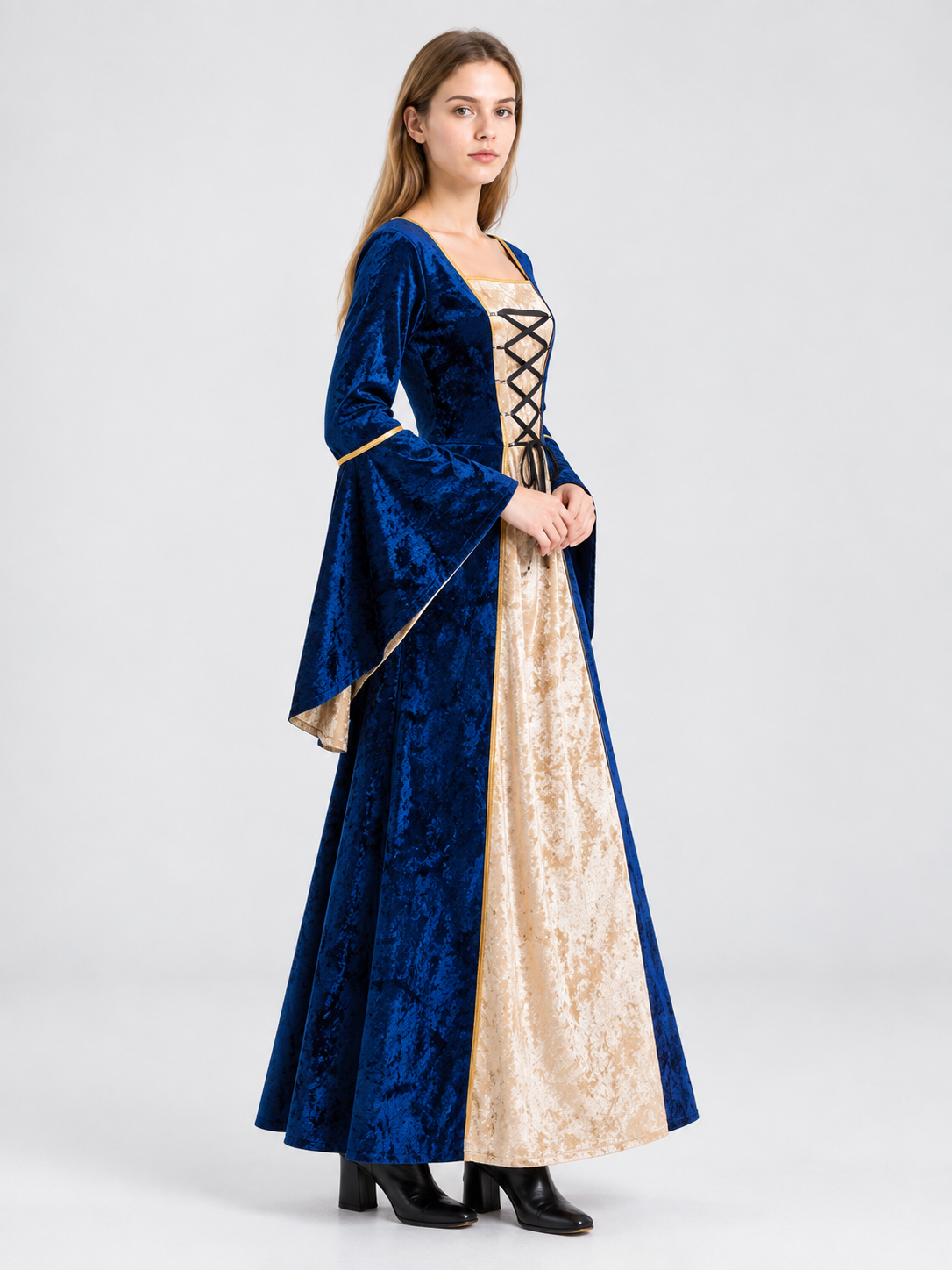 Floor-Length Costume Dress with Lace-Up Detailing