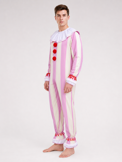 Pink and White Striped Clown Costume for Cosplay