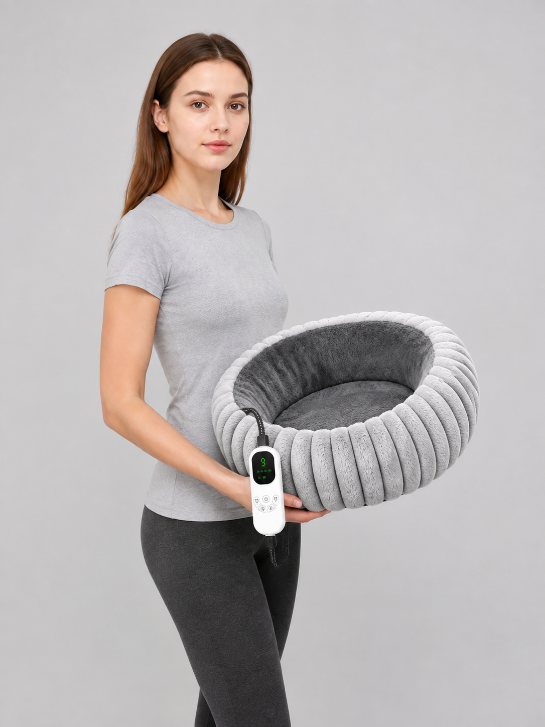 Heated Pet Bed, Gray side view