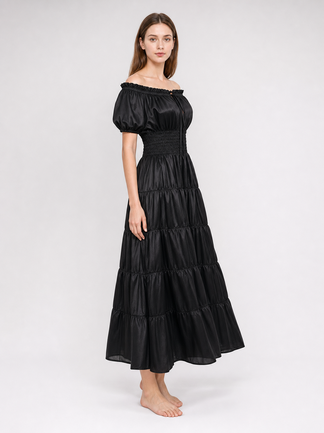 Black Tiered Medieval-Style Dress