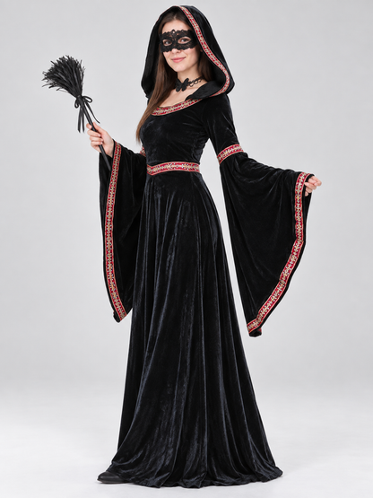 Witch Costume: Black Hooded Dress