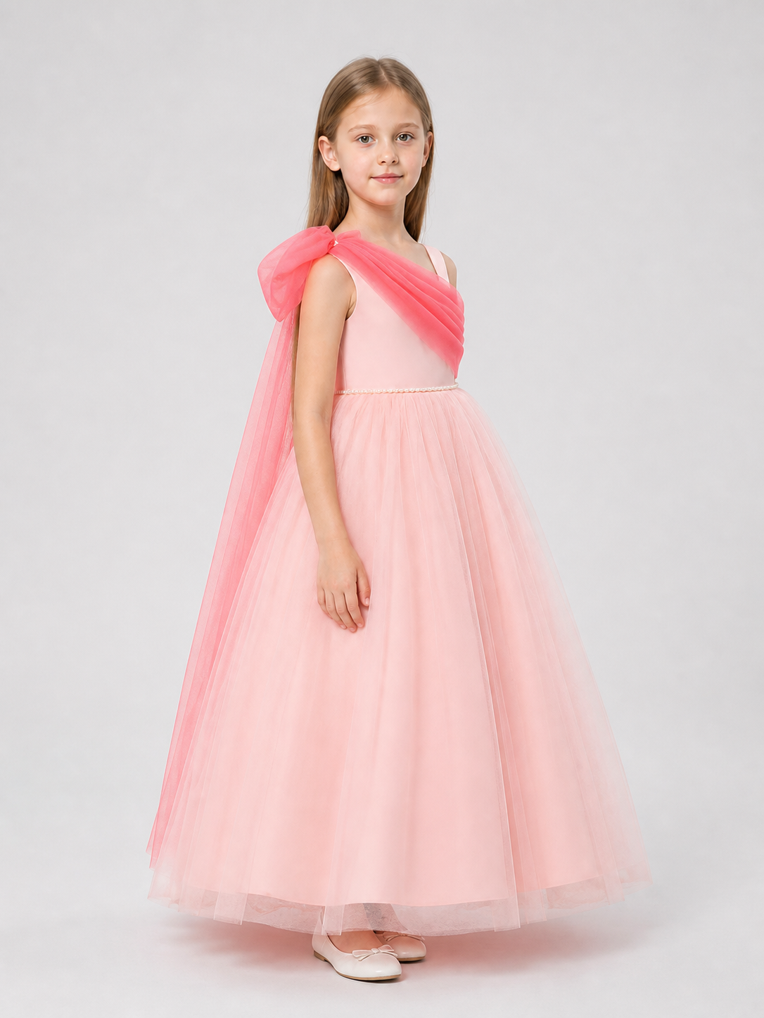 Asymmetrical One-Shoulder Princess Dress for Girls’ Special Occasions side view