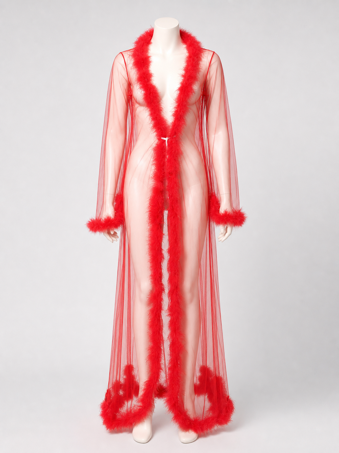 Long Robe with Red Pile Trim side view