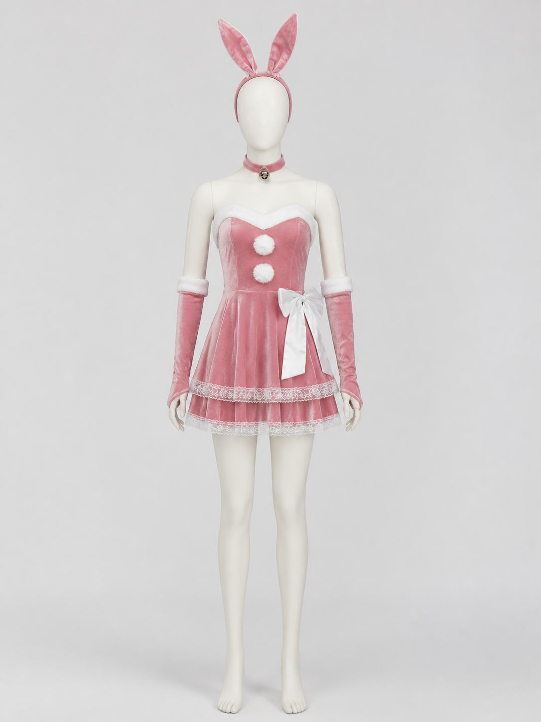 Bunny Costume: Pink Dress, Ears, and Accessories side view