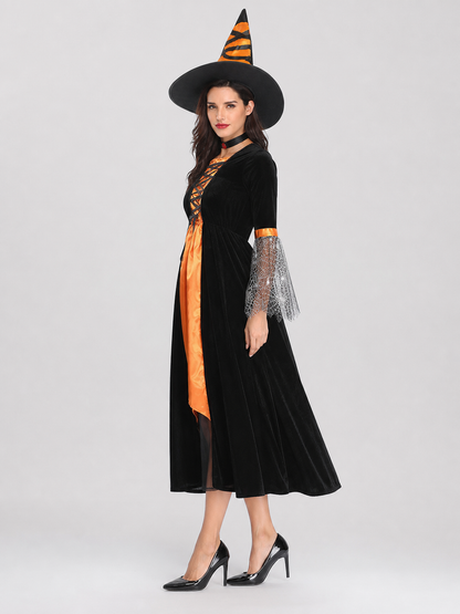 Halloween Witch Cosplay Costume with Hat