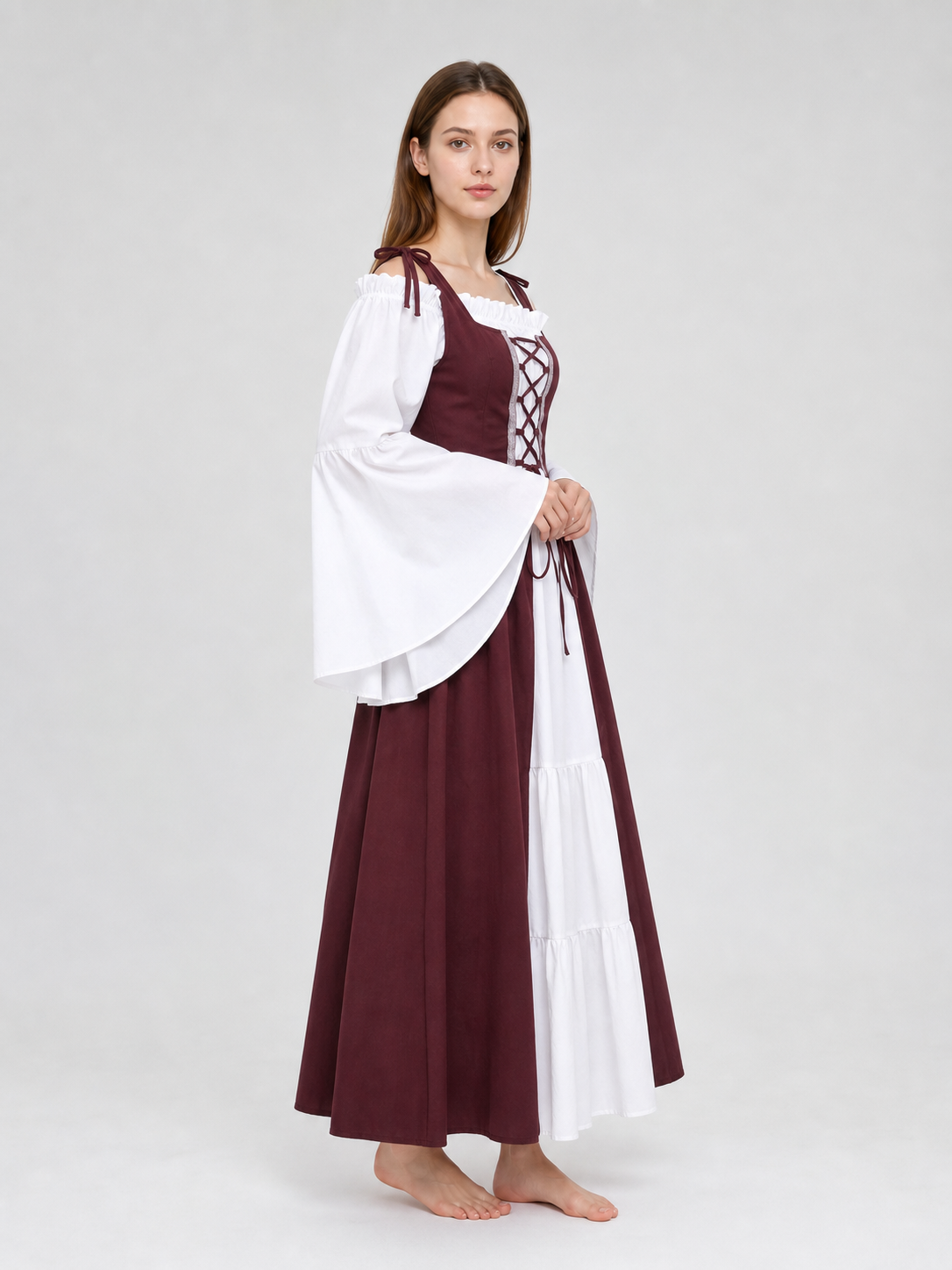 Renaissance-Style Medieval Dress with Lacing
