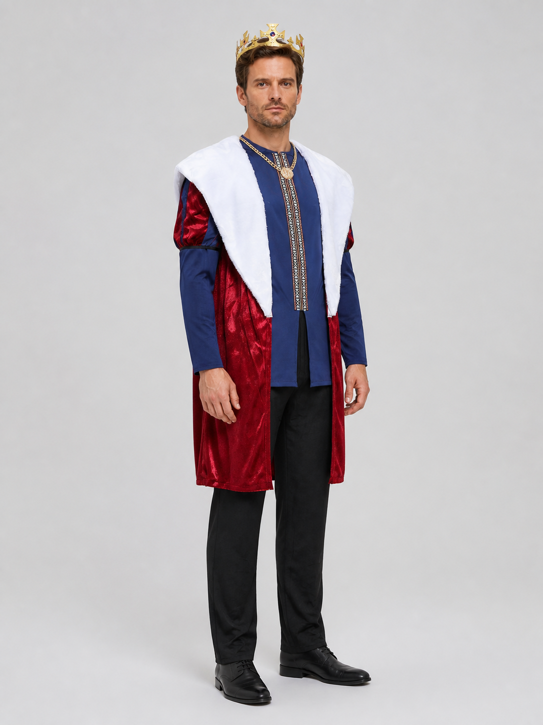 Roman Emperor Costume with Crown and Cape for Parties