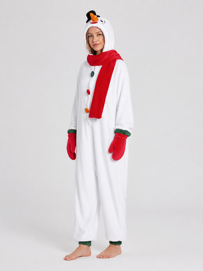Snowman Costume: Hooded Jumpsuit for Cosplay side view