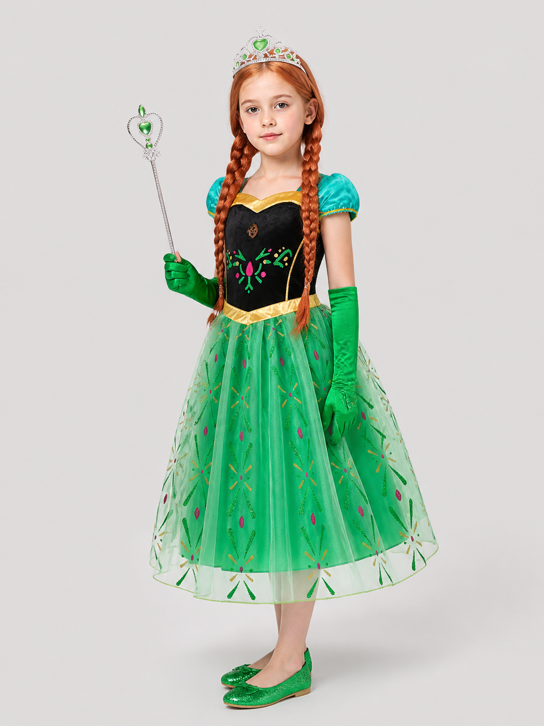 Anna Costume with Crown and Wand for Children Ages 2–8 side view