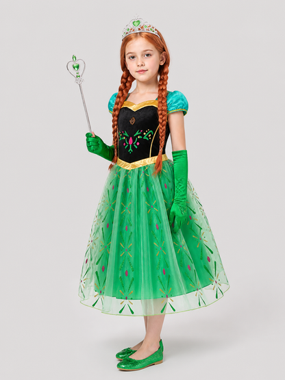 Anna Costume with Crown and Wand for Children Ages 2–8 side view