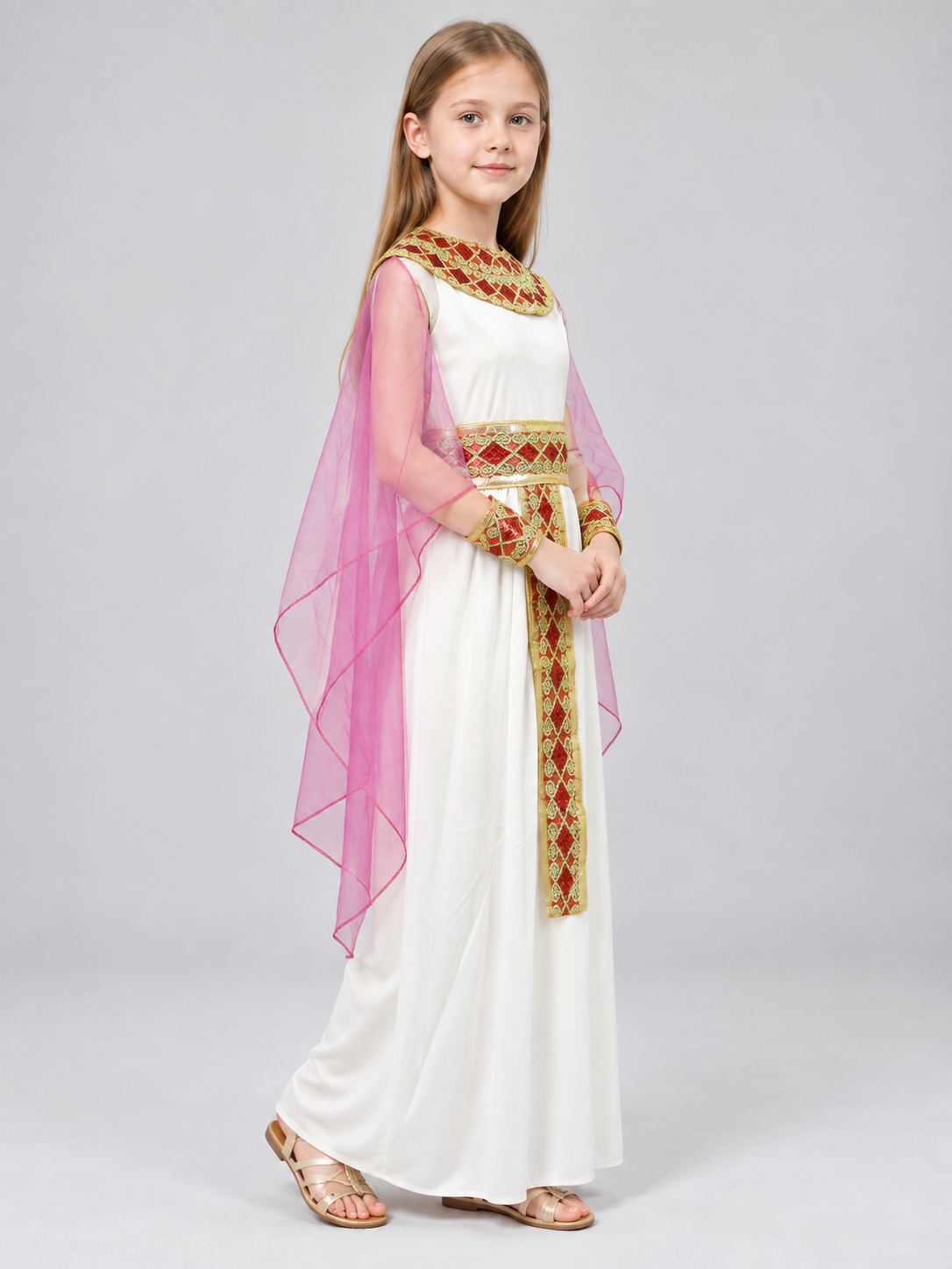 Egyptian-Style Carnival Costume, White with Cape