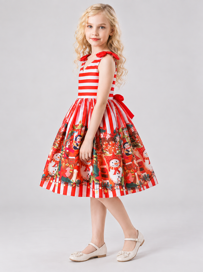 Kids' Holiday Dress with Christmas Print