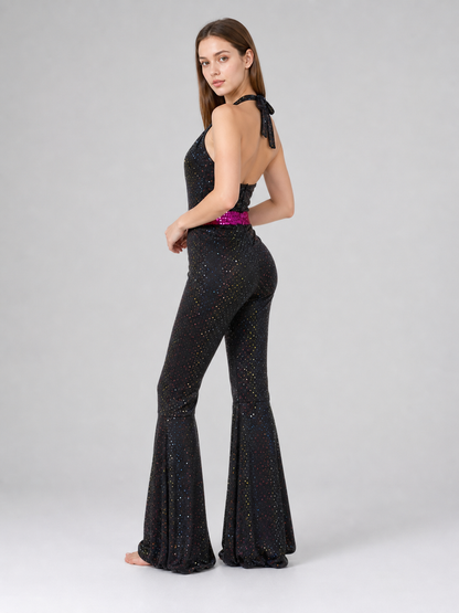Sequined Jumpsuit with Flared Pants