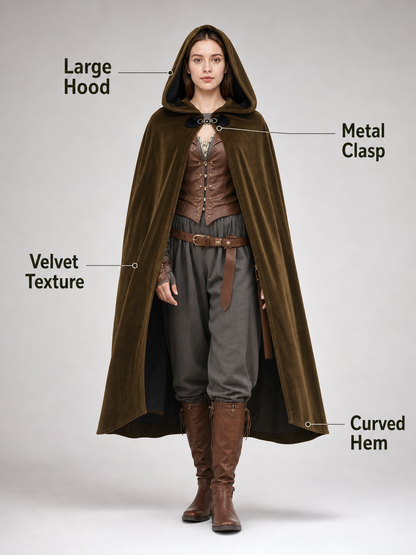 Brown Hooded Costume Cape