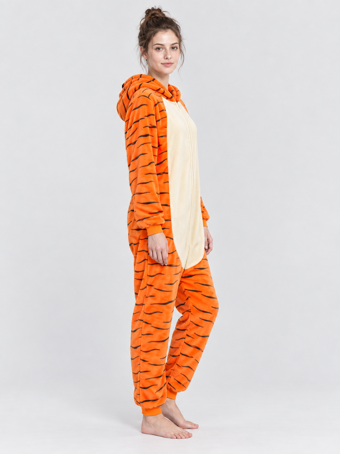 Orange Tiger Striped Pajama Jumpsuit