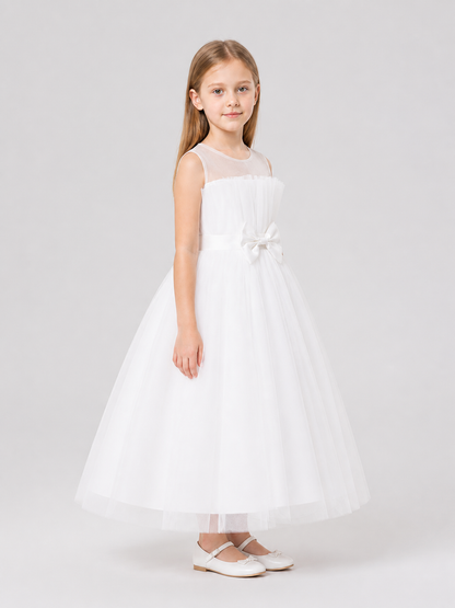 Girls' Princess Dress, Long and Full, with Bow side view