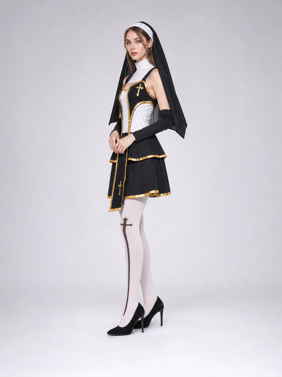Gothic Cosplay Costume with Veil