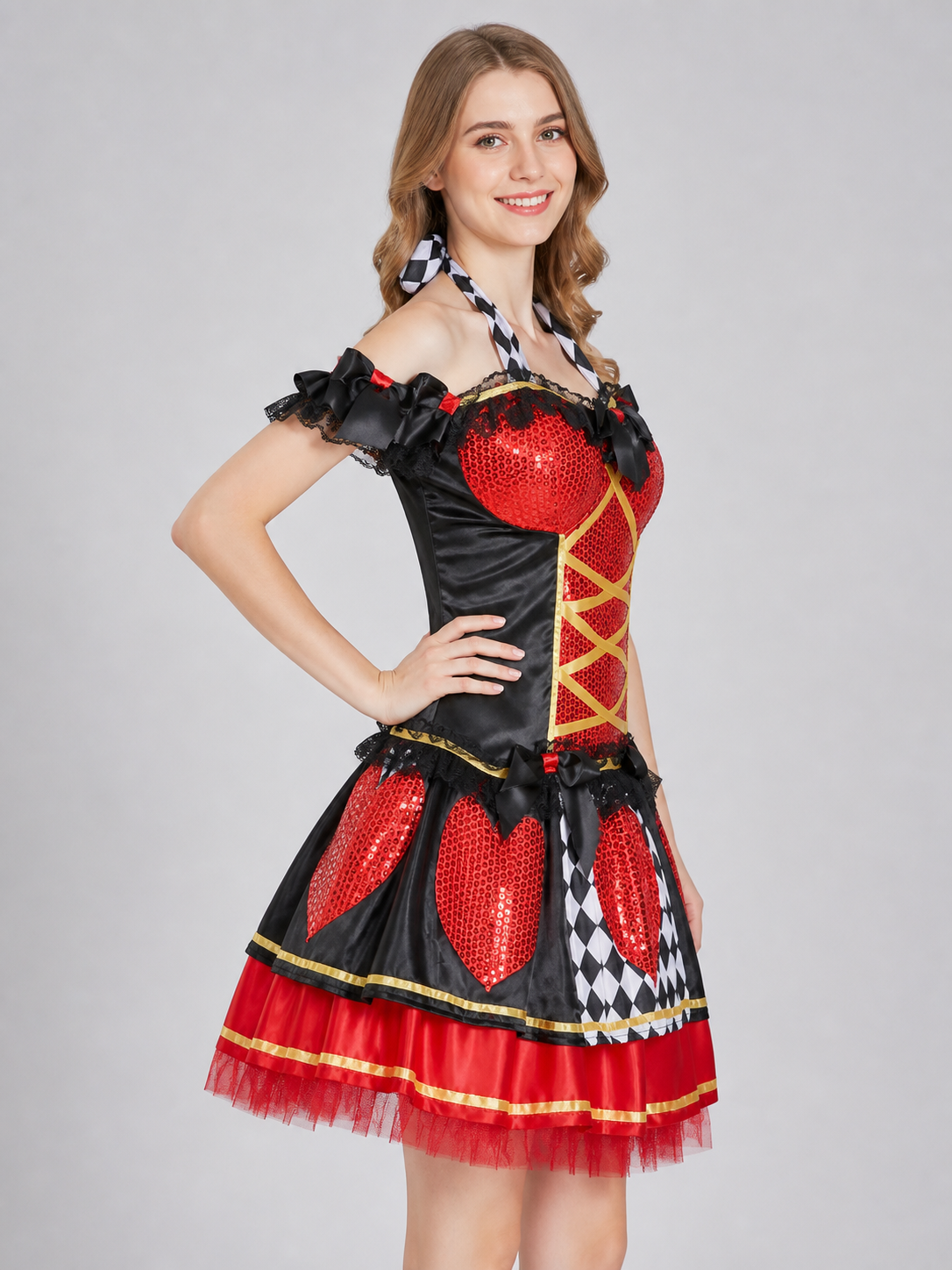 Stage costume with corset, bow, and skirt