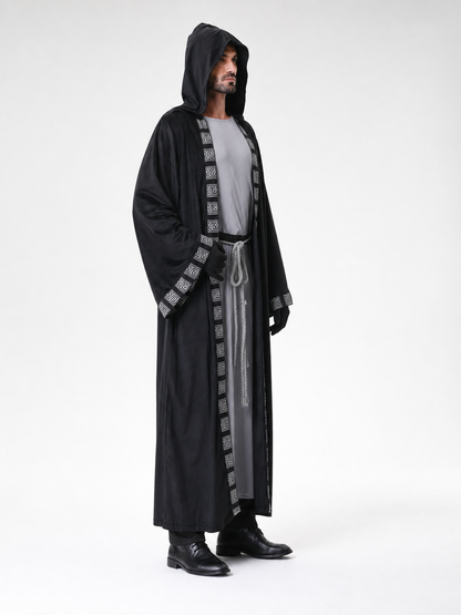 Fantasy costume with hood, robe, and gloves