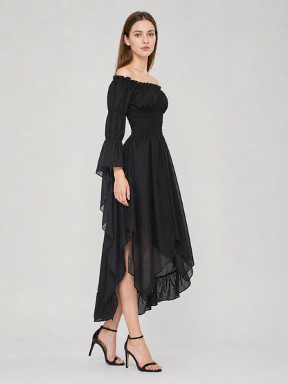 Gothic Lace Dress with Puff Sleeves