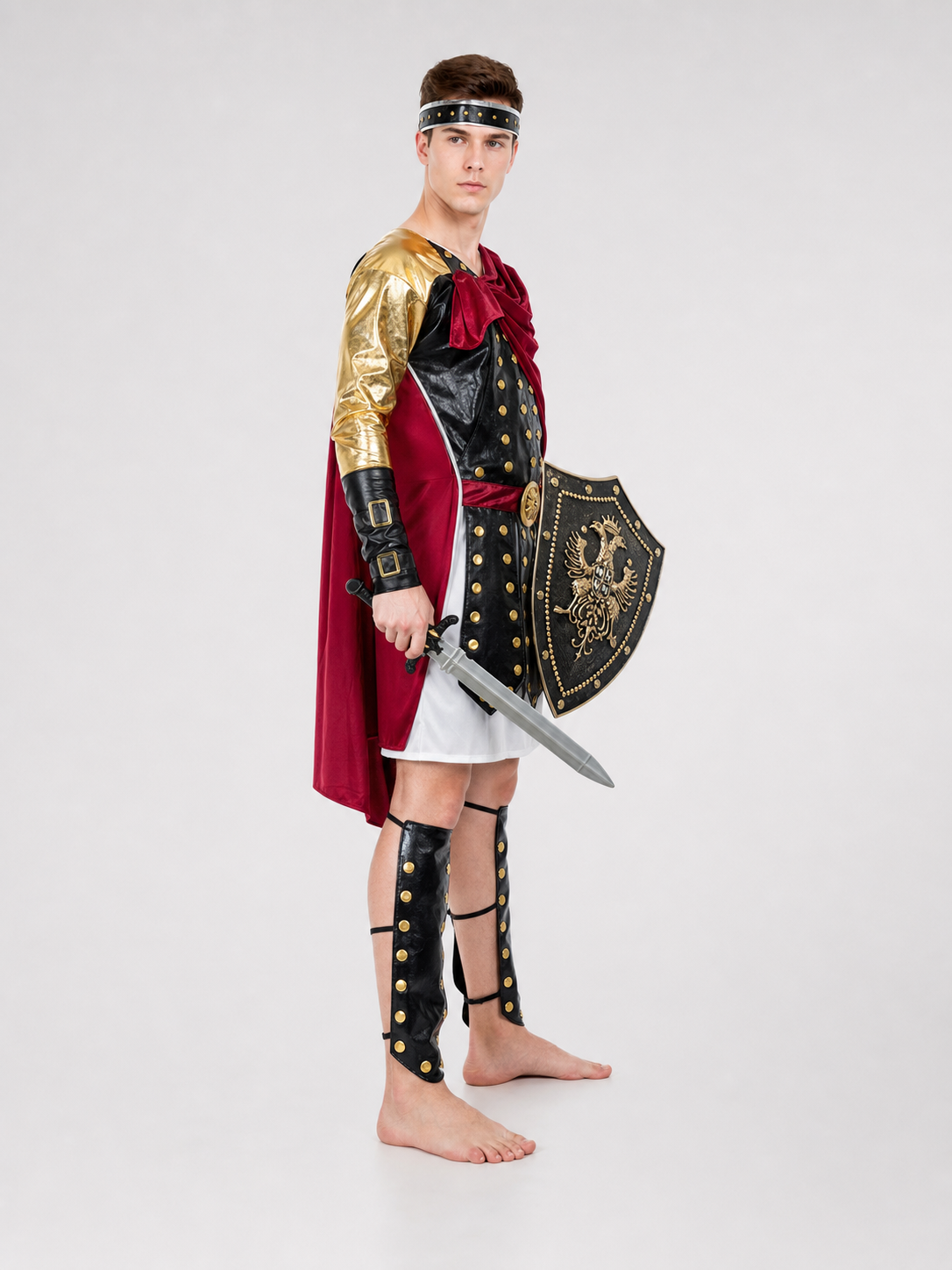 Roman Warrior Costume with Shield and Sword for Cosplay