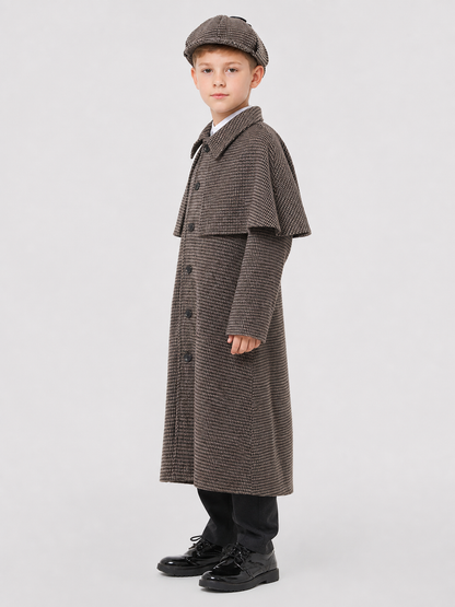 Children’s Detective Costume: Plaid Coat and Cap