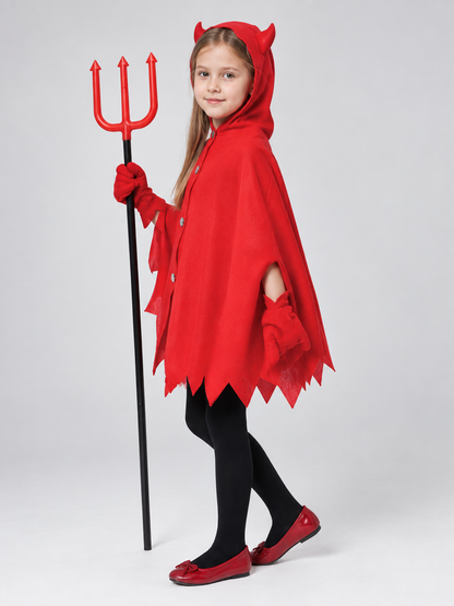 Children’s Carnival Costume with Hood and Horns side view