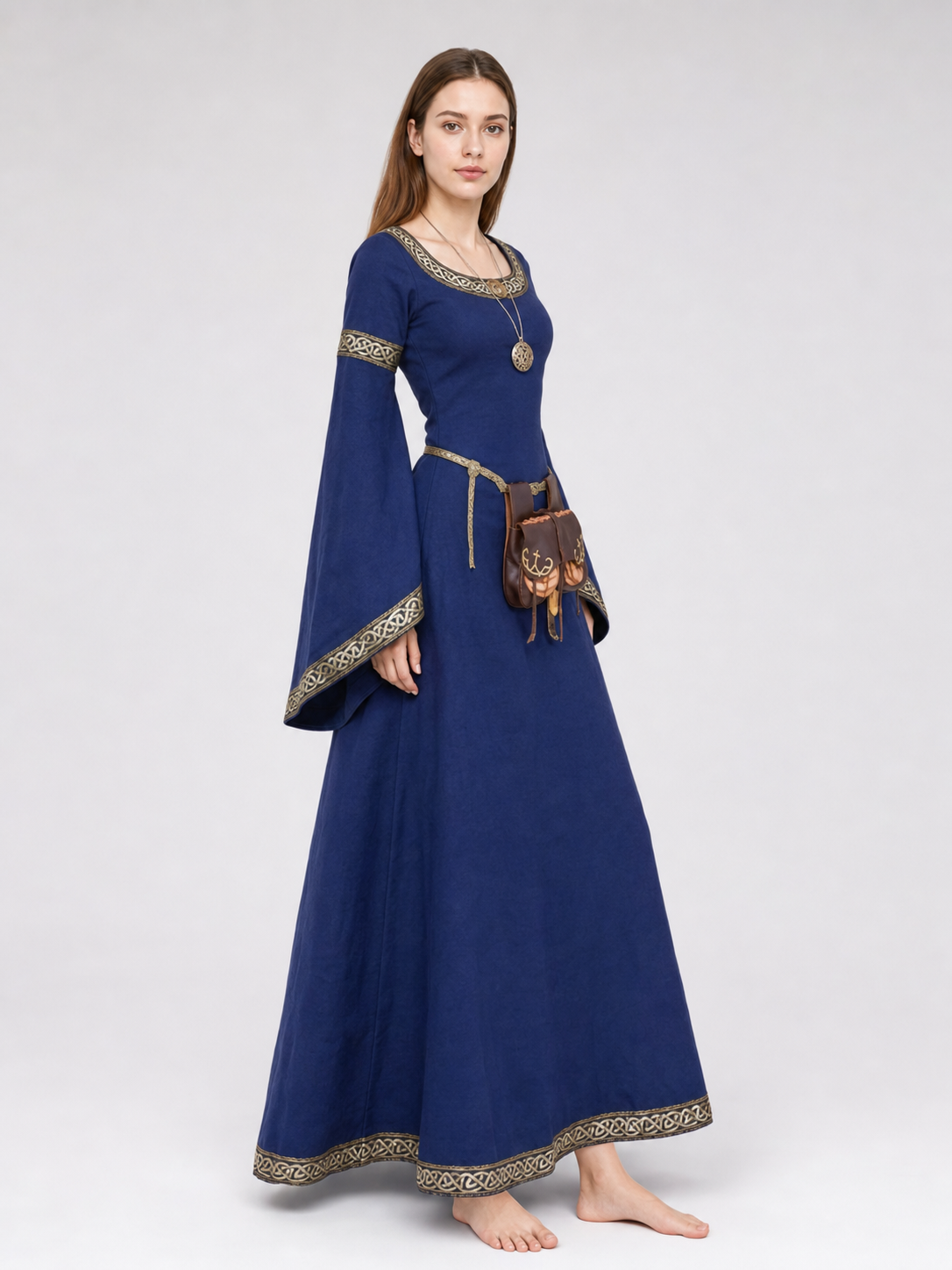 Long Medieval Dress with Belt and Pendant