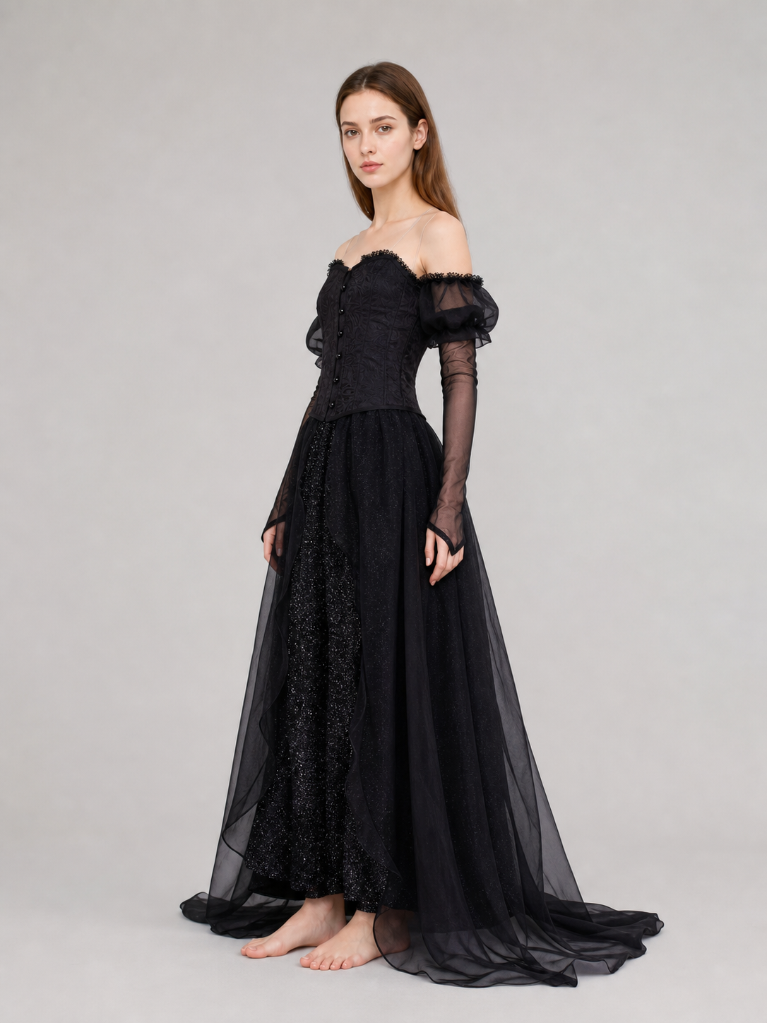 Gothic Black Cosplay Dress with Belt