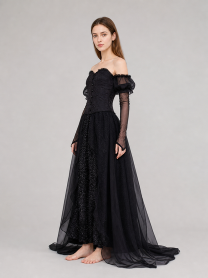 Gothic Black Cosplay Dress with Belt