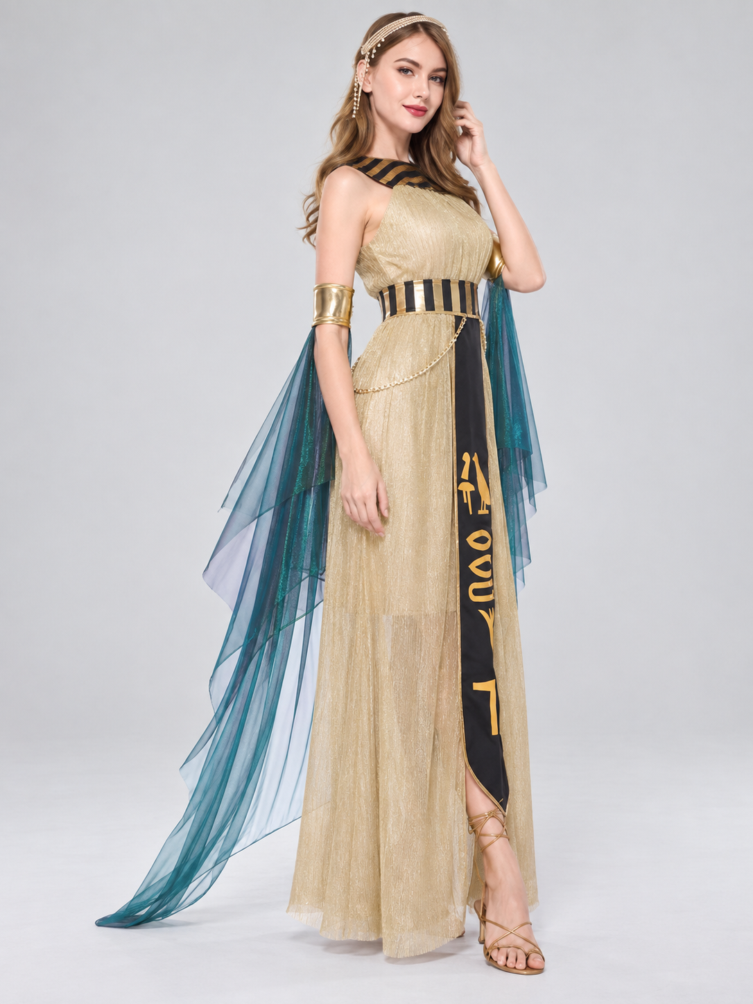 Egyptian Queen Costume with Cape side view