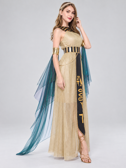 Egyptian Queen Costume with Cape side view