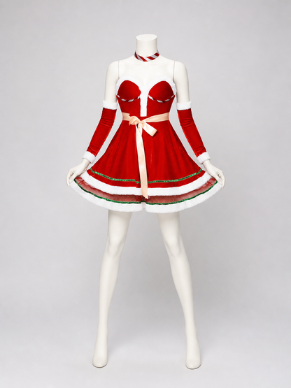 New Year's Costume Dress with Full Skirt and Trim